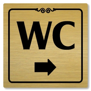 WC vpravo, 80x80mm, zlatá, Texas